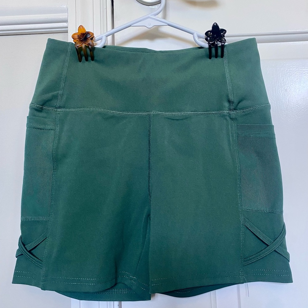 High Waist Green Women's Shorts